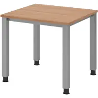 Bümö Schreibtisch Serie-Q - Gestell: Silber, Größe: 80 x 80 cm, Nachbildung: Nussbaum