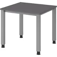 Bümö Schreibtisch Serie-Q - Gestell: Silber, Größe: 80 x 80 cm, Nachbildung: Graphit