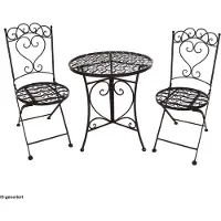 HTI Gartentisch mit 2 Stühlen Curly Braun