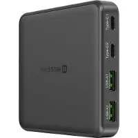 Swissten , GaN Hub Ladestation 65W für Tablet / Computer Multiport mit 2 USB-C / 2 USB-A, Schwarz
