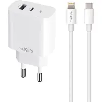 MaXlife MXTC-06-20AC PD QC Ladegerät 1x USB-C 1x USB 20W weiß + USB-C