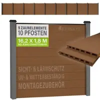 Juskys WPC Zaun aus Elementen & Pfosten