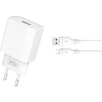 XO Wandladegerät CE02D QC 3.0 18W 1x USB weiß + microUSB-Kabel