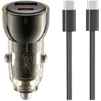 XO Autoladeadapter CC60 60W 1x USB 1x USB-C schwarz + USB-C - USB-C