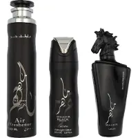 Lattafa Maahir Black Edition Geschenkset Eau de Parfum 100ml/Deo Spray 200ml/Air Freshener 300ml