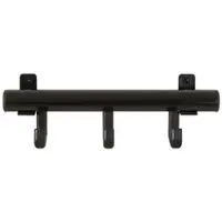 Proregal Kompakte Aluminium Wandgarderobe mit 3 Kunststoffhaken | HxBxT 10x32x7,5cm | Schwarz