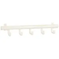 Proregal Kompakte Aluminium Wandgarderobe mit 5 Kunststoffhaken | HxBxT 10x50x7,5cm | Weiß