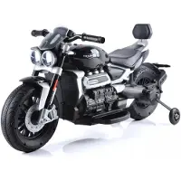Vrooomy Triumph Rocket 3GT Kinder Elektro Motorrad 12V (2–5 Jahre) – Offiziell Lizenziert, mit Stützrädern, 2 Motoren, LED & Sound – Elektro Kindermotorrad Schwarz