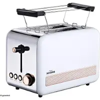 Schaefer Toaster Retro-Look, 2-Scheiben, 850 Watt, EDS weiß/rose-goldfarben
