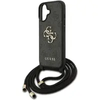 GUESS Etui 4G Big Logo Cord Stap Crossbody do iPhone 17 czarny