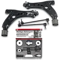 BESTPRICE 2x Querlenker +Koppelstangen +BGS DIY Silentlager-Werkzeugsatz [Hersteller-Nr. 40379264] für Skoda, VW, Seat