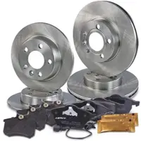 BESTPRICE Bremsscheiben + Bremsbeläge Vorne + Hinten [Hersteller-Nr. 10603764] für VW, Ford, Seat