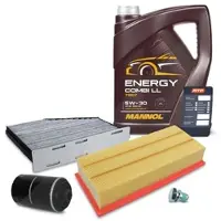BESTPRICE Inspektionspaket Set A + 5l 5W-30 Motoröl [Hersteller-Nr. 41109345] für VW, Seat, Audi, Skoda