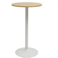 Miliboo Designtisch, rund, helles Eichenholz und weißes Metall, Durchmesser 60 cm CALISTA