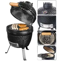 Rosenstein & Söhne 2in1-Kamado-Keramik-Kugelgrill & Smoker, Thermometer, Lüftung, Ø 27 cm