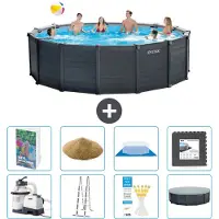 Intex Graphite Panel Pool Rund - 478x124 cm - 7-teilig S528