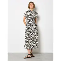 Apricot Hemdblusenkleid "Druckkleid" mit Bindeband, mit Bindeband