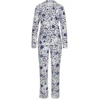 s.Oliver Pyjama mehrfarbig Gr. 48/50 für Damen. V-Ausschnitt und Allover-Druck. Klassisch. Nachhaltig.