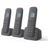 Telekom Sinus CA37 TRIO Strahlungsarmes Schnurlostelefon mit Anrufbeantworter, Rufnummernanzeige, 2 zusätzliche Mobilteile, Freisprechfunktion, DECT