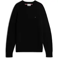 Tommy Hilfiger Rundhalspullover "LAMBSWOOL CREW NECK", Herren, Gr. XXL, schwarz, Strick, Obermaterial: 100% Wolle, unifarben, regular fit normal, Rundhals, Rippbündchen, Pullover Rundhalspullover