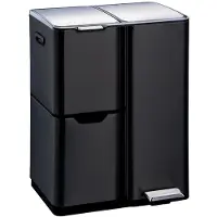 Kitchen Move Treteimer zur Mülltrennung HAJA schwarz 60L Edelstahl Schwarz