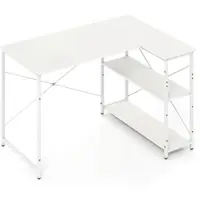 Costway Produktname: L-Schreibtisch, reversible Eck-Schreibtisch mit verstellbarem Regal & Metallgestell, Holz-Computertisch, Bürotisch