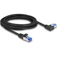 DeLOCK RJ45 Netzwerkkabel Cat.6A S/FTP gerade / links gewinkelt 3 m schwarz, 3 m, Cat6a, S/FTP (S-STP), RJ-45, RJ-45, Schwarz