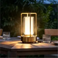 Traumheim LED Touch Tischlampe Kabellose, Nachttischlampen 2000mAh, 3-Farben Stufenlos Dimmbar, USB wiederaufladbar Campinglampen, Gold, für Camping & Zuhause