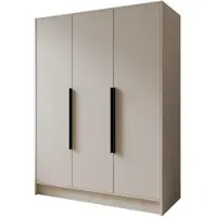 Beautysofa Drehtürenschrank PAVIA 150 cm Moderner Kleiderschrank mit glatten Türen, Kaschmir mit schwarze Griffe