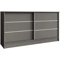 Beautysofa Kommode MIRELA 160 cm Graphit, Sideboard mit 2 Schiebetüren, Highboard mit dekorativen Zierleisten, Moderne Anrichte, Viel Stauraum