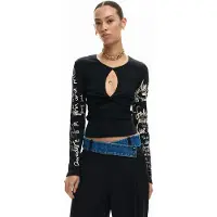 Desigual Bluse 26SWTK18 Schwarz Slim Fit