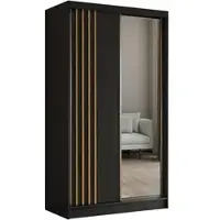 Beautysofa Schiebetürenschrank NELA II 120cm - 2-türig Kleiderschrank, Garderobe, Schrank mit Spiegeln & 2 Schubladen, Farbe: Schwarz + Artisan Eiche