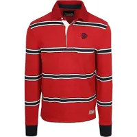 Superdry für Herren. M1110479A Polo Vintage Athletic Stripe Rugby rot (L), Lässig, Baumwolle, Langarm
