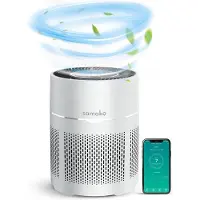 Samako Airflow Luftreiniger - Hepa 13 pro Filter - Heuschnupfen, Haustierallergien, Hausstaubmilben - Luftqualitätsanzeige - Niederländische App - Schlafmodus - Weiß