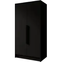 Beautysofa Drehtürenschrank PAVIA 100 cm Moderner Kleiderschrank mit glatten Türen, Schwarz mit schwarze Griffe