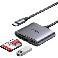UGREEN Card reader + USB, UGREEN CM387, USB-C (black)