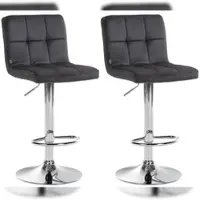 Décoshop26 - Set aus 2 schwarzen Samt-Barhockern mit Ziernähten und verchromtem Metallfuß in Trompetenform 10_0004393 10_0004393