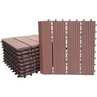 Décoshop26 - 11 WPC-Fliesenpaneele in Holzoptik für Balkon/Terrasse 30 x 30 cm = 1 m2 Kaffeefarbe lineares vertikales Muster 04_0006196 04_0006196