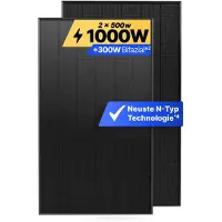 Solakon Solarpanel 500W Bifazial Glas-Glas N-Type – Solarmodul Full Black 40V für Balkonkraftwerk / Photovoltaikanlage (2 Stück)