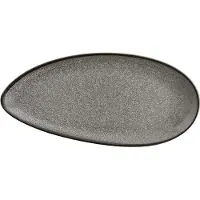Olympia 6 Stück Mineral blattförmige Teller 30,5 x 14,5cm. Schräger Rand für einen natürlichen