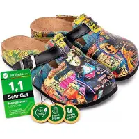 Goby Clogs Schuhe für Damen – Handgefertigte - Mädchen- und Damenschuhe für den Alltag - Farbiger Druck - Bequem & Langlebig - EVA-Sohle – Grundschul-Zeichnungen