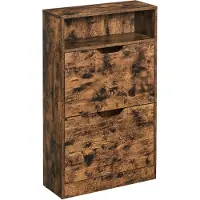 Vasagle Schuhschrank LBC040X01, vintage braun, Schuhkipper, 2 Fächer für 12 Paar, Holz, 60 x 102 x 24cm