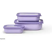 Mepal Set Frischhaltedosen Cirqula - Mikrowellengeschirr - Multikom rechteckig flach 3-teilig (500+1000+2000) - Vivid lilac - Meal prep boxen