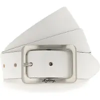 Mustang Ledergürtel "Rachel", Damen, Gr. 110, weiß, Rindsleder, unifarben, Basic, Gürtel Ledergürtel, mit eckiger, mattfarbener Schließe, aus Rindsleder, 3,5 cm breit