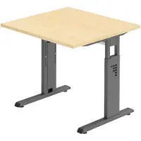 Bümö Schreibtisch Serie-O - Nachbildung Ahorn, Größe: 80 x 80 cm, Gestell: Graphit