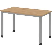 Bümö Schreibtisch Serie-H (Mini) - Gestell: Silber, Nachbildung: Asteiche, Größe: 120 x 67,2 cm