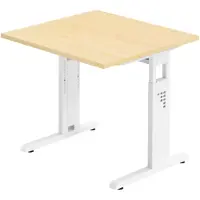 Bümö Schreibtisch Serie-O - Nachbildung Ahorn, Größe: 80 x 80 cm, Gestell: Weiß