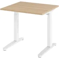 Bümö Schreibtisch Serie-XB - Größe: 80 x 80 cm, Nachbildung: Eiche, Gestell: Weiß/Alu poliert