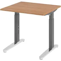 Bümö Schreibtisch Serie-XB - Größe: 80 x 80 cm, Nachbildung: Nussbaum, Gestell: Graphit/Alu poliert