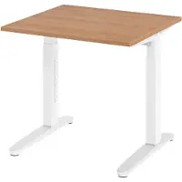 Bümö Schreibtisch Serie-XB - Größe: 80 x 80 cm, Nachbildung: Nussbaum, Gestell: Weiß/Alu poliert